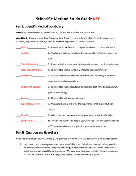 Scientific Method Study Guide Answer Key Wcsd Internet Reader