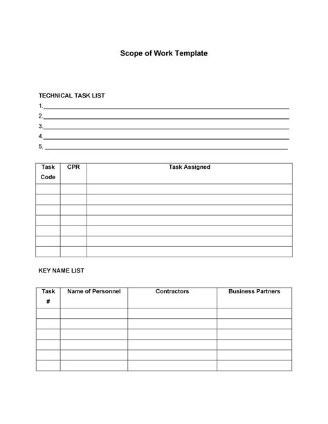 Scope Of Work Template