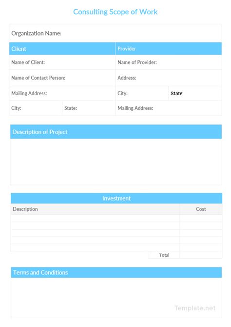 Scope Of Work Template For Consultant