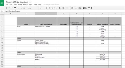 Scrum Spreadsheet Template