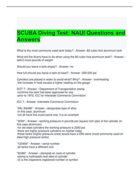 Scuba Diving International Test Answers Epub