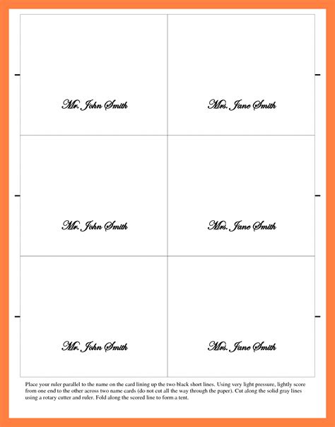 Seating Card Template Word