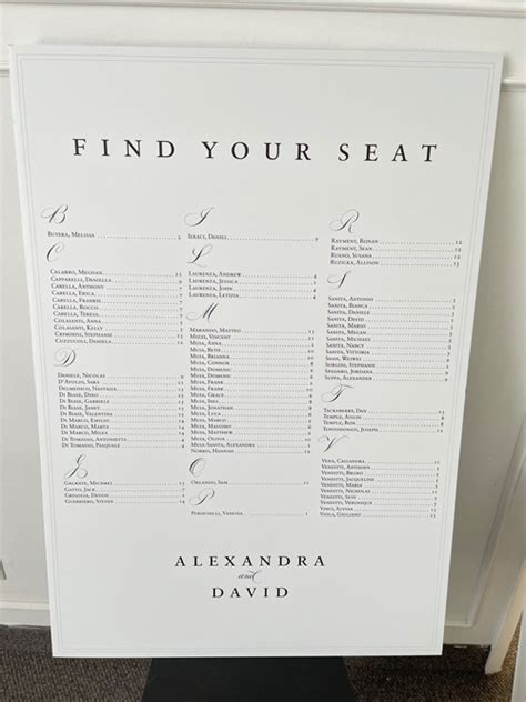Seating Chart Foam Board