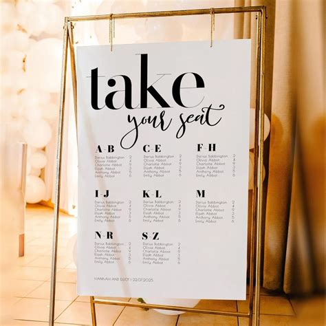 Seating Chart Sign Wedding