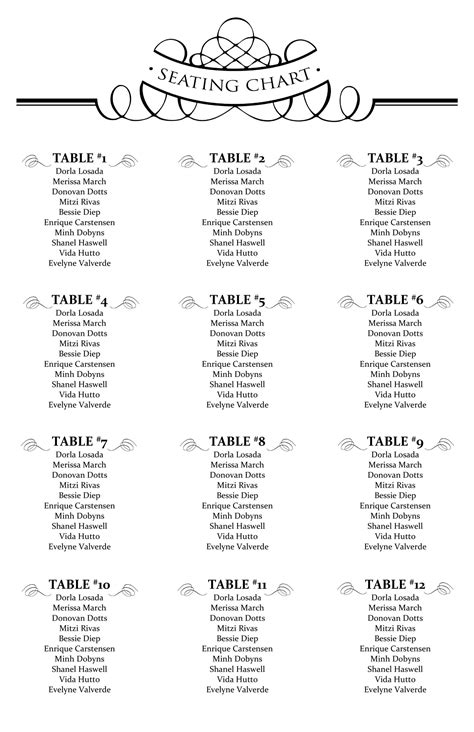 Seating Chart Templates