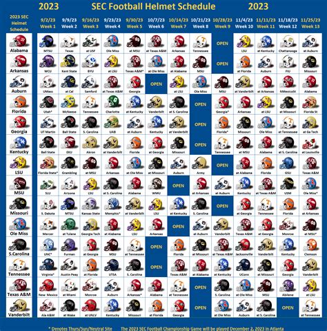 Sec Printable Football Schedule