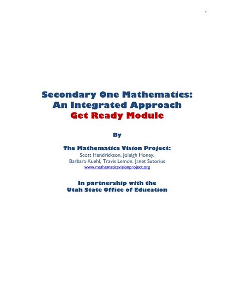 Secondary One Mathematics: An Integrated Approach Module 1 .. Kindle Editon