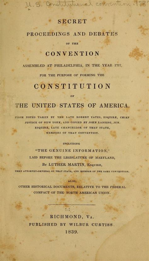 Secret Proceedings and Debates of the Constitutional Convention 1787 Epub