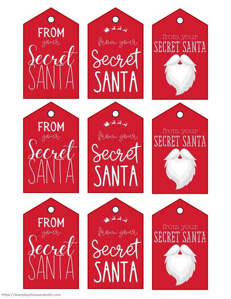 Secret Santa Gift Tags Free Printable