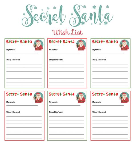 Secret Santa List Template