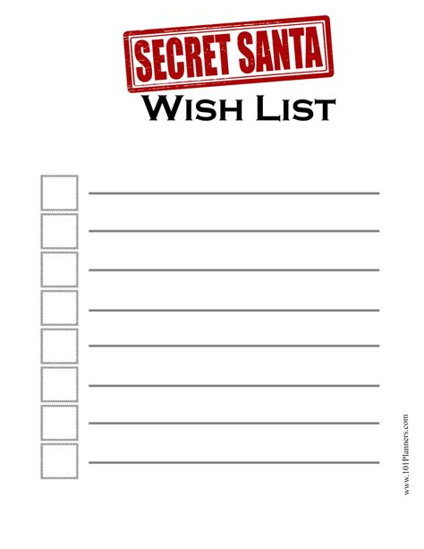 Secret Santa List Template Word