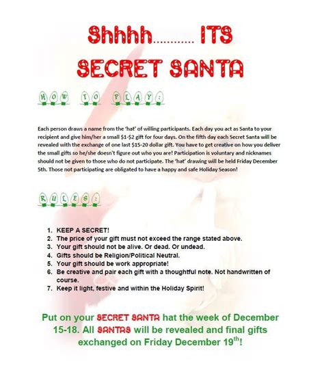 Secret Santa Rules Template