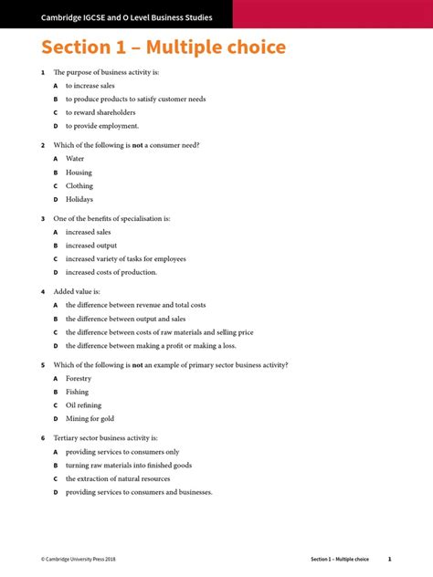 Section 1: Multiple Choice