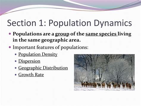 Section 1: Population Dynamics