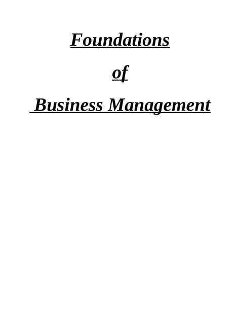 Section 1: The Foundations of Business Management