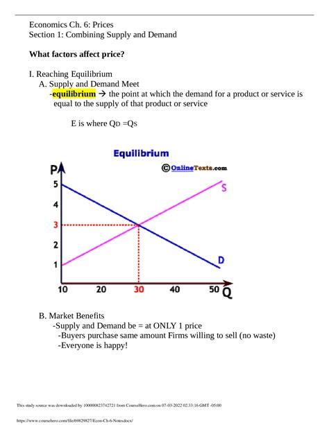 Section 1 Combining Supply And Demand Answers Reader