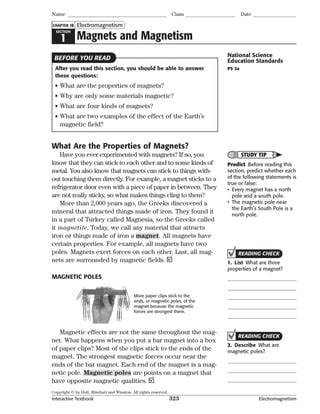 Section 1 Magnetism Answer Key Reader