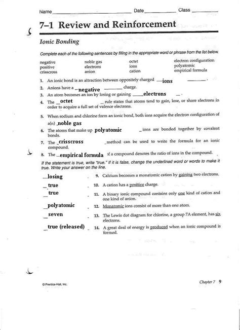 Section 1 Reinforcement Metals Work Sheet Answers Reader