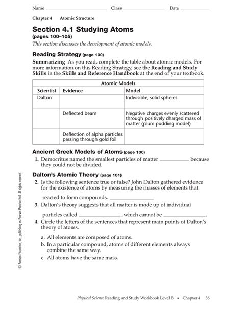 Section 1 Studying Atoms Answers Doc