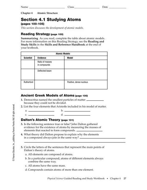 Section 1 Studying Atoms Answers Doc