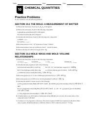 Section 10 Chemical Quantities Practice Problems Answers Doc