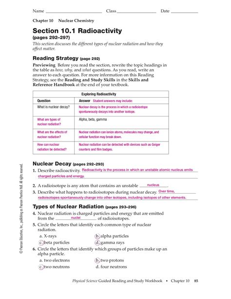 Section 101 Radioactivity Answer Key Reader