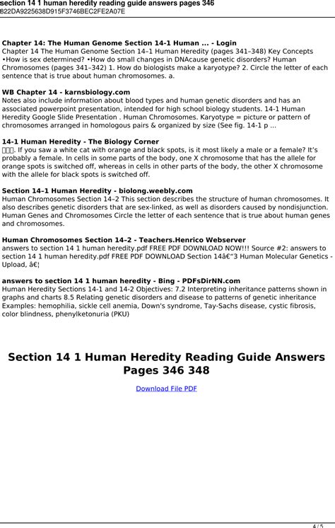 Section 14 1 Human Heredity Pages 346 348 Answer Key Kindle Editon