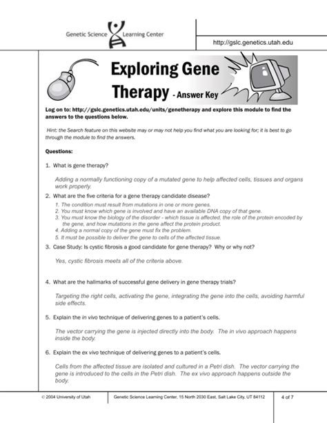 Section 14 3 Gene Therapy Answer Key Reader