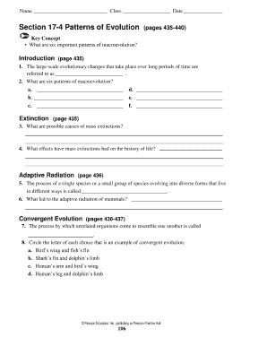 Section 17 4 Patterns Of Evolution Answer Key Doc