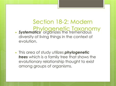 Section 18 2 Modern Phylogenetic Taxonomy Answers Epub