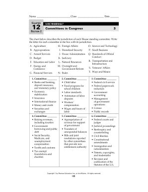 Section 2 Committees In Congress Answer Key PDF