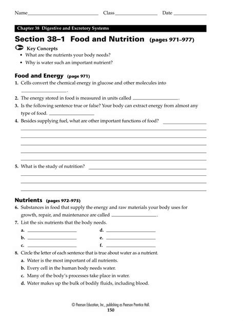 Section 38 1 Food And Nutrition Answers Doc