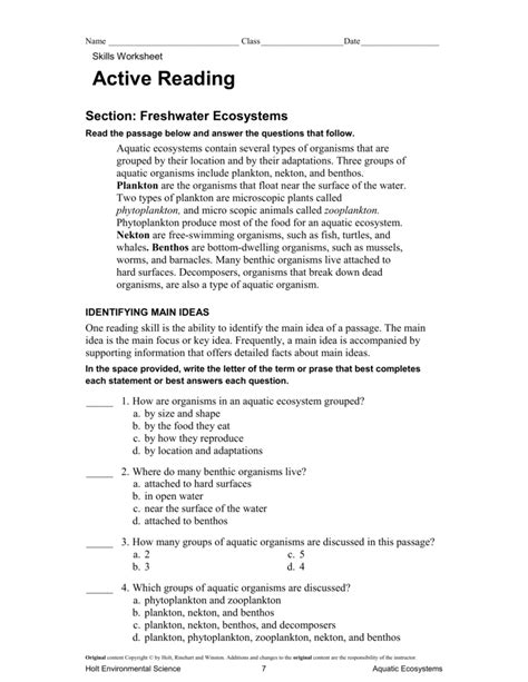 Section 4 Aquatic Ecosystems Answers PDF