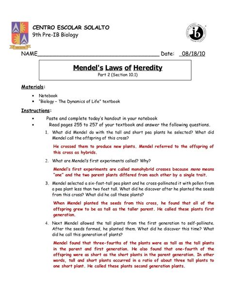 Section Beyond Mendelian Heredity Answer Key PDF