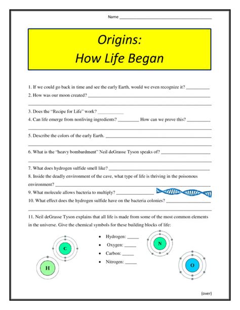 Section How Did Life Begin Worksheet Answer Key Doc