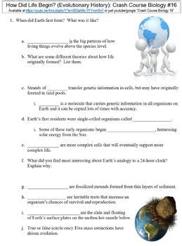 Section How Did Life Begin Worksheet Answer Key Doc