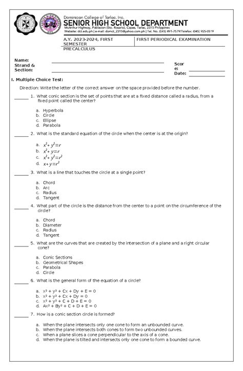 Section I: Multiple Choice (50%)