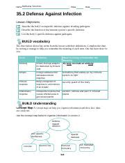 Section Review Defenses Against Infection Answer Key PDF