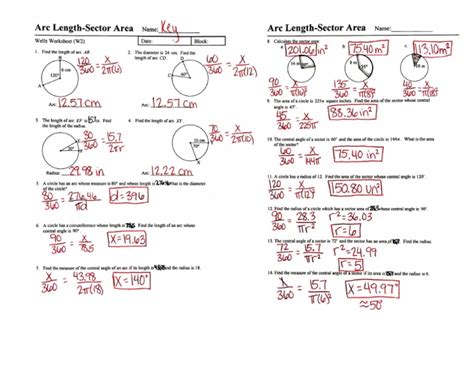 Sector Area And Arc Length Answer Key Reader