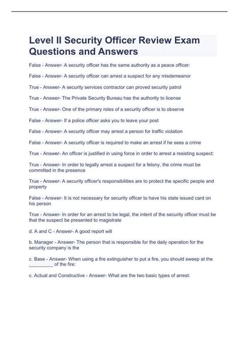 Security Officer Questions And Answers Reader