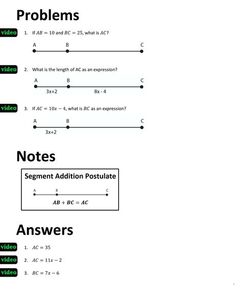 Segment Addition Postulate Worksheet Answers Reader