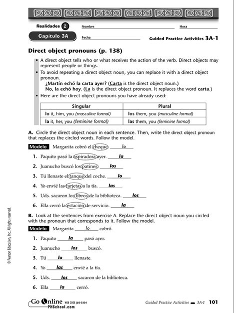Segundo Paso Worksheet Answers Chapter 1