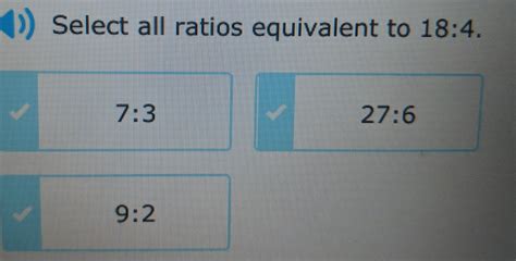 Select All Ratios Equivalent to 27:18