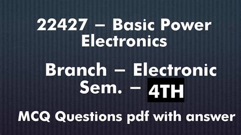 Selected Mcq With Answers Of Electronics Subject Reader