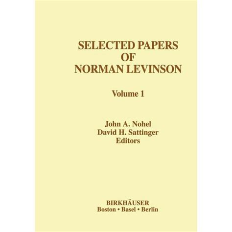 Selected Works of Norman Levinson 1st Edition PDF