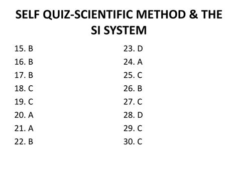 Self Quiz Scientific Method Si System Answers Epub