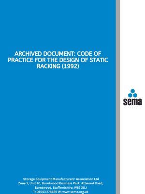 Sema Code Of Practice Static Racking Ebook Doc