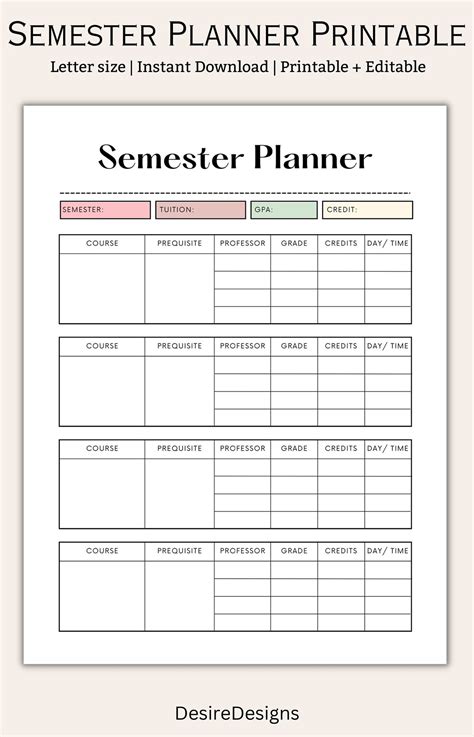 Semester Planning Template