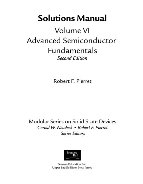 Semiconductor Fundamentals Solution Manual PDF