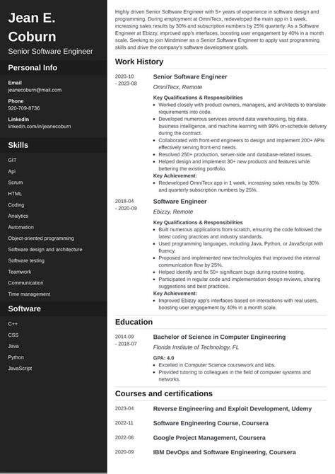 Senior Software Engineer Resume: A Comprehensive Guide to Landing Your Dream Job